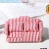 Miniature Red Striped Sofa Chairs