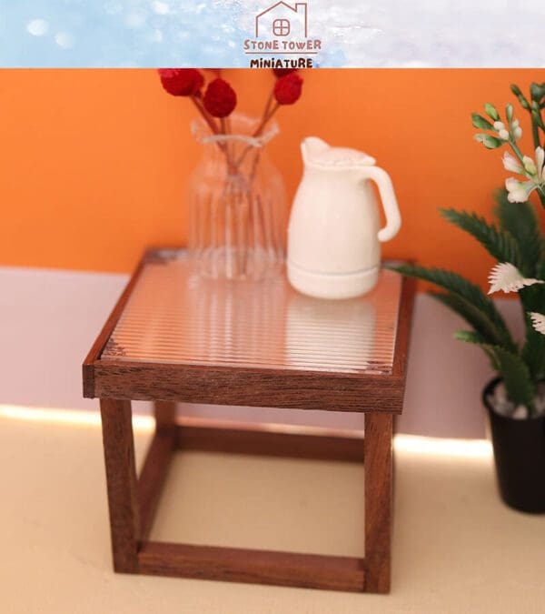 Miniature Wooden Striped Table