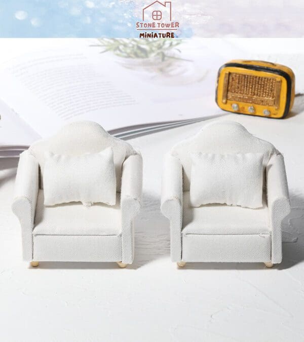 Miniature White Sofa Chairs