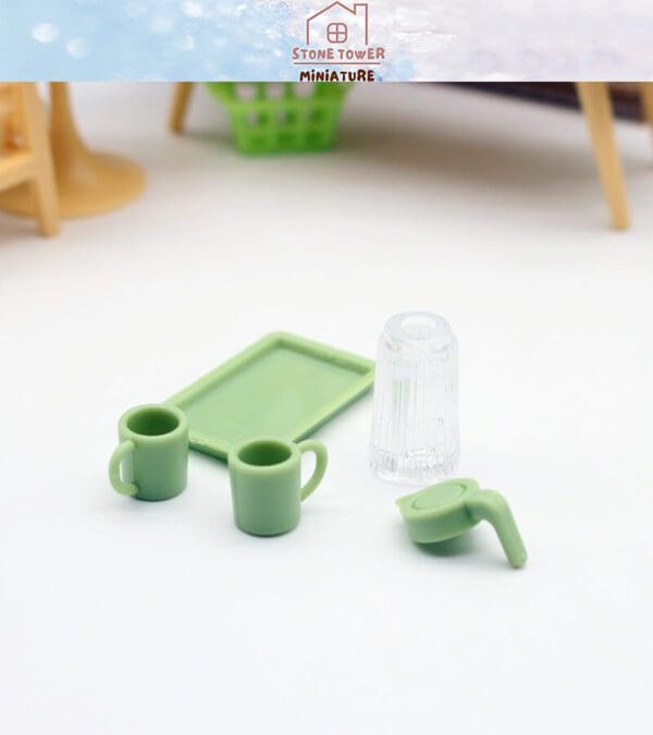 Miniature Green Teapot Set