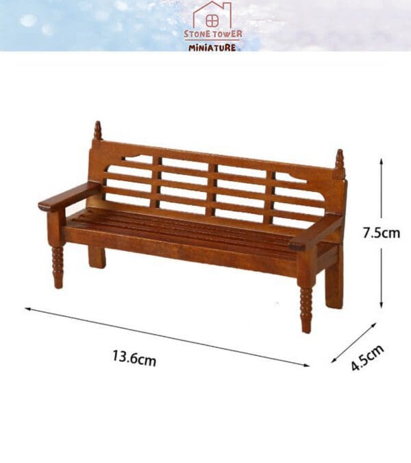 Miniature Wooden Brown Bench