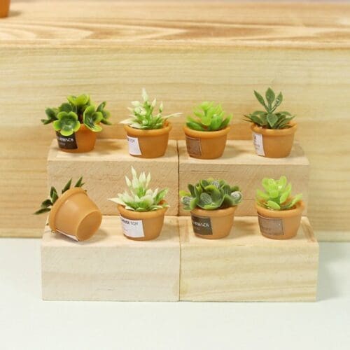 4pcs Green Miniature Potted Plants