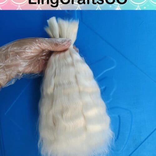 White Curly Mohair Doll Hair