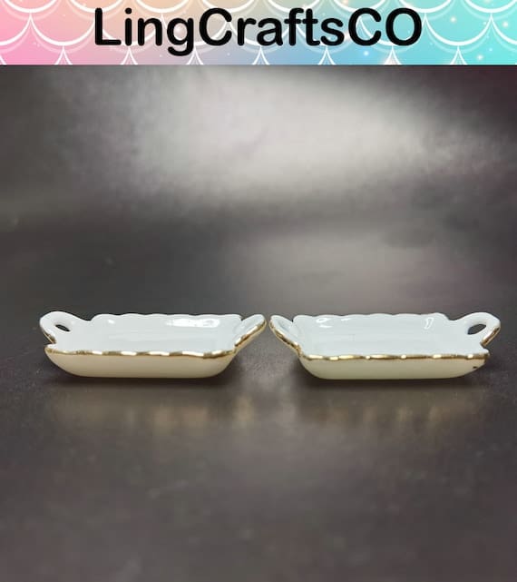 3PCS Miniature Ceramic Plate Tray