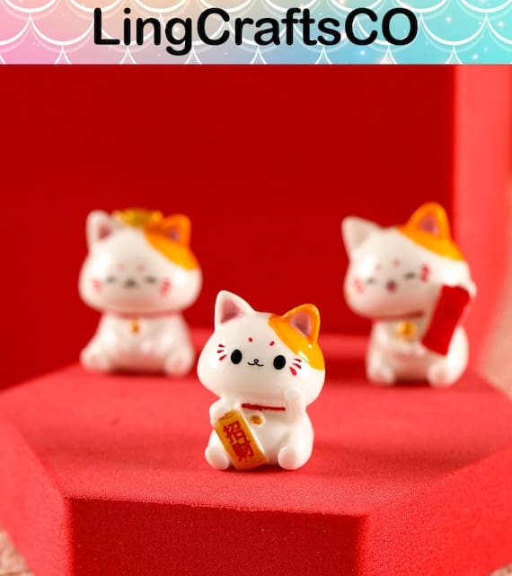 Miniature Lucky Cat Figurines