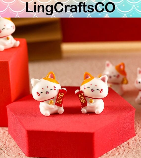 Miniature Lucky Cat Figurines