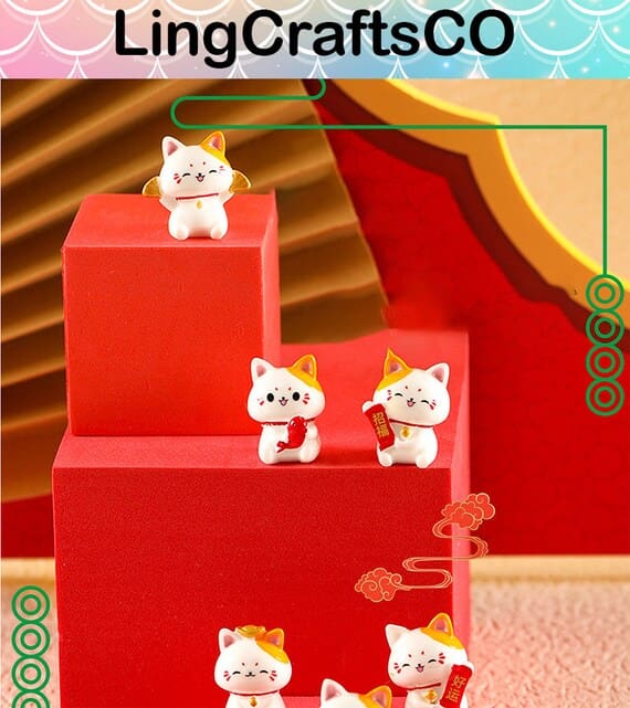 Miniature Lucky Cat Figurines