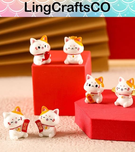 Miniature Lucky Cat Figurines