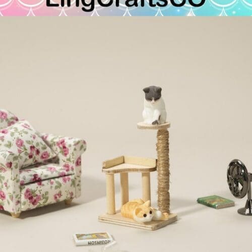 Miniature Wooden Cat Tower