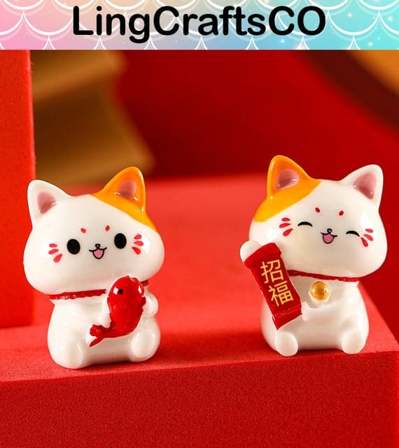 Miniature Lucky Cat Figurines