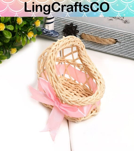 Miniature Wooden Flower Basket