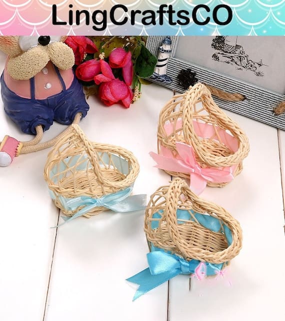 Miniature Wooden Flower Basket