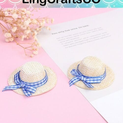 Miniature Straw Flocking Bow Hat