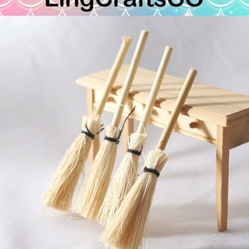 5pcs Miniature Halloween Broom