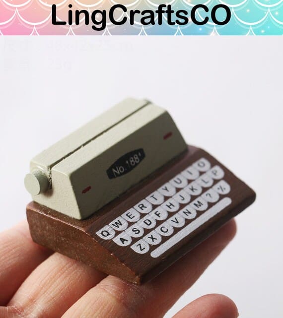 Miniature Wooden Typewriter