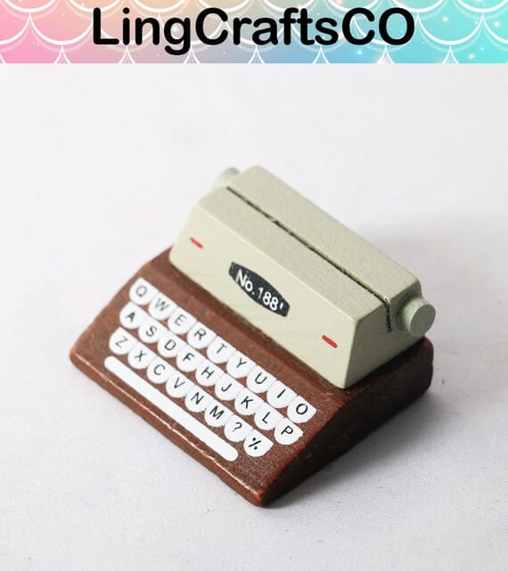 Miniature Wooden Typewriter