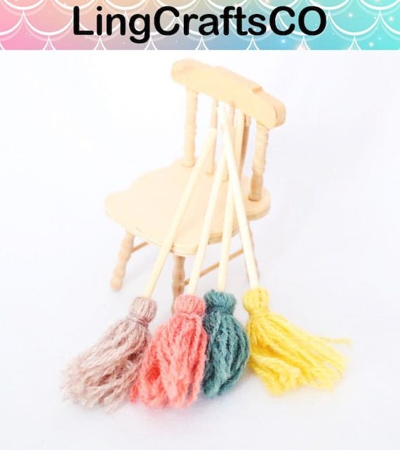 Miniature Colorful Wooden Mop