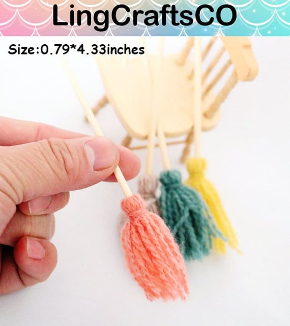 Miniature Colorful Wooden Mop