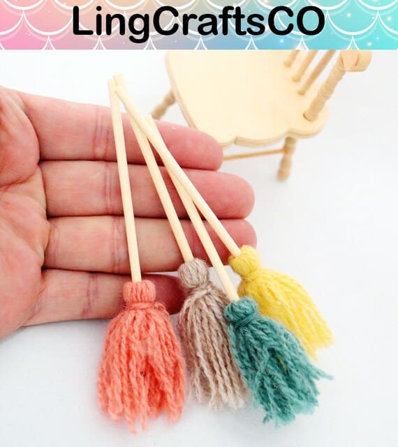 Miniature Colorful Wooden Mop