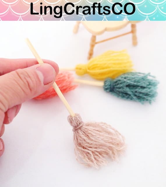 Miniature Colorful Wooden Mop