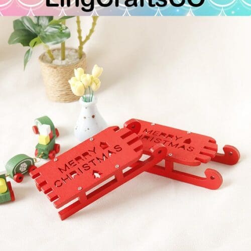 Miniature Wooden Red Sleigh