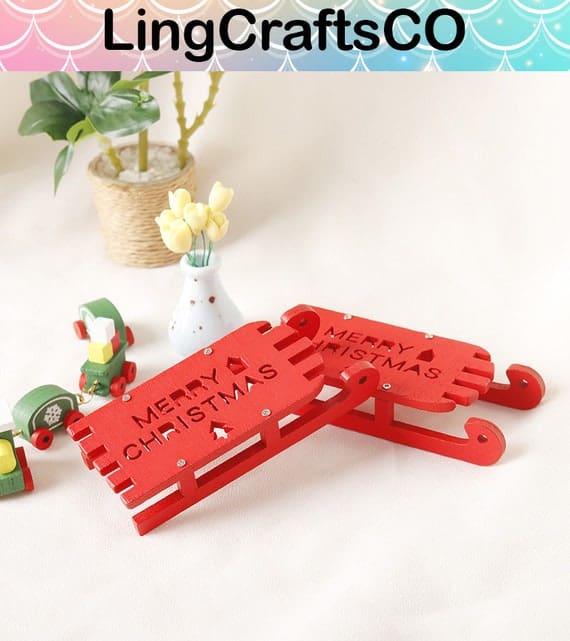 Miniature Wooden Red Sleigh