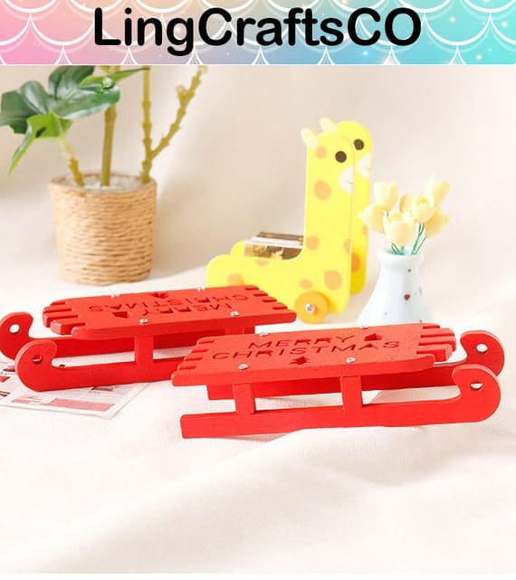 Miniature Wooden Red Sleigh