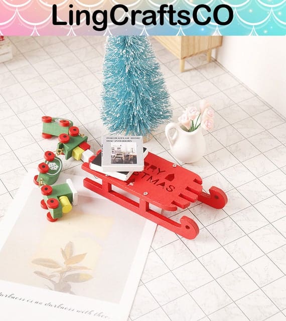 Miniature Wooden Red Sleigh