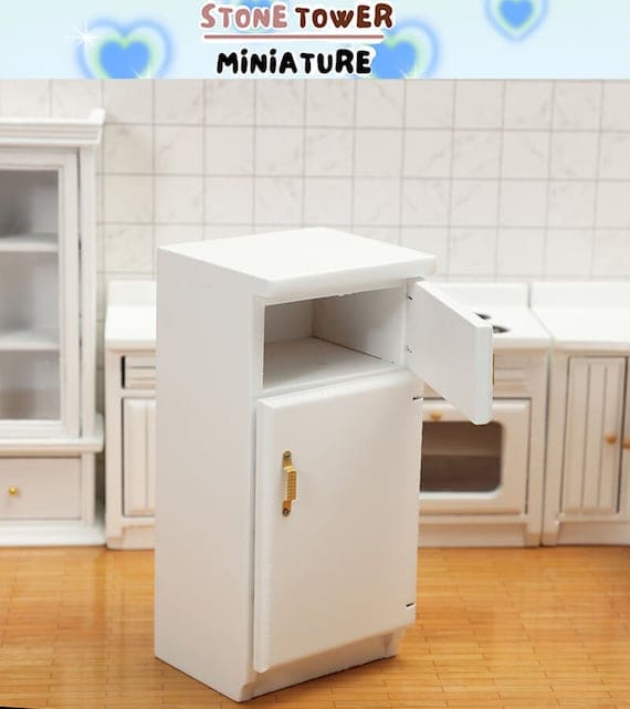 Miniature White Wood Refrigerator