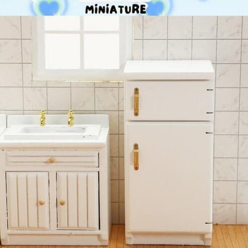 Miniature White Wood Refrigerator