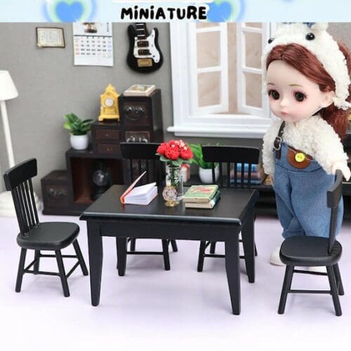 Dollhouse Black Table Set