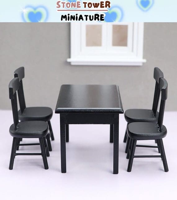 Dollhouse Black Table Set