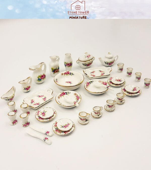 Miniature Porcelain Tableware Set