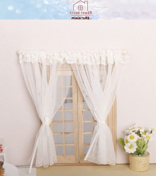 Miniature White Lace Curtains