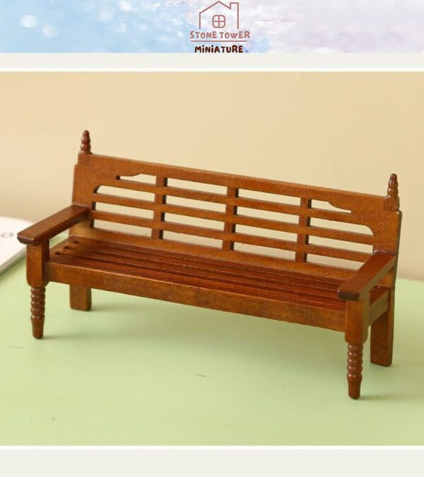 Miniature Wooden Brown Bench