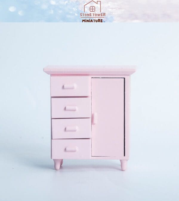 Miniature Wooden Pink Cabinet