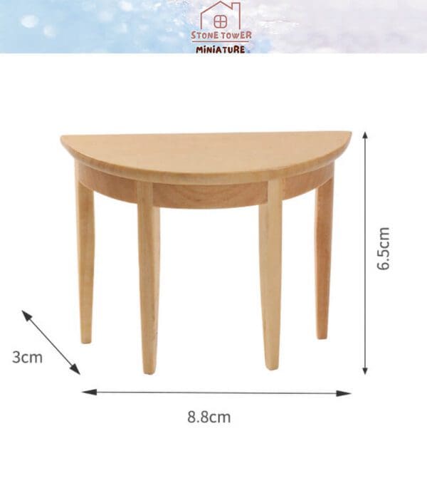 Miniature Wooden Half Round Table