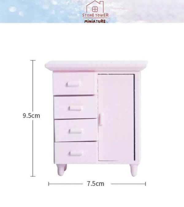 Miniature Wooden Pink Cabinet