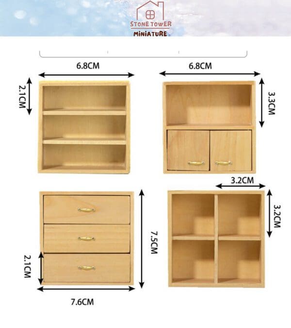 Dollhouse Unpainted Wood Cabinet