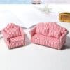 Miniature Red Striped Sofa Chairs