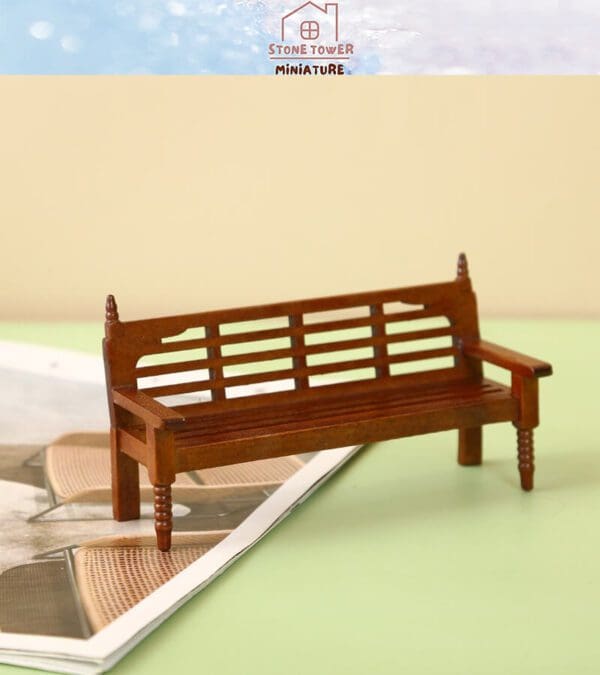 Miniature Wooden Brown Bench