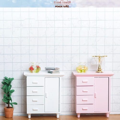 Miniature Wooden Pink Cabinet