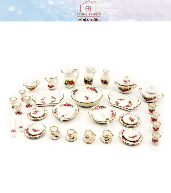 Miniature Porcelain Tableware Set