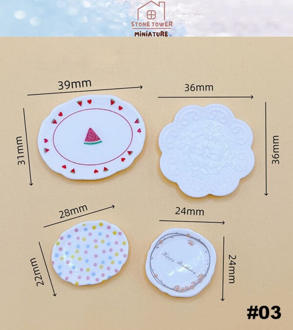 Miniature Cartoon Food Plates