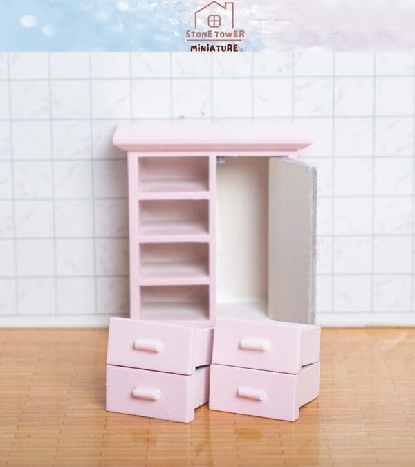 Miniature Wooden Pink Cabinet