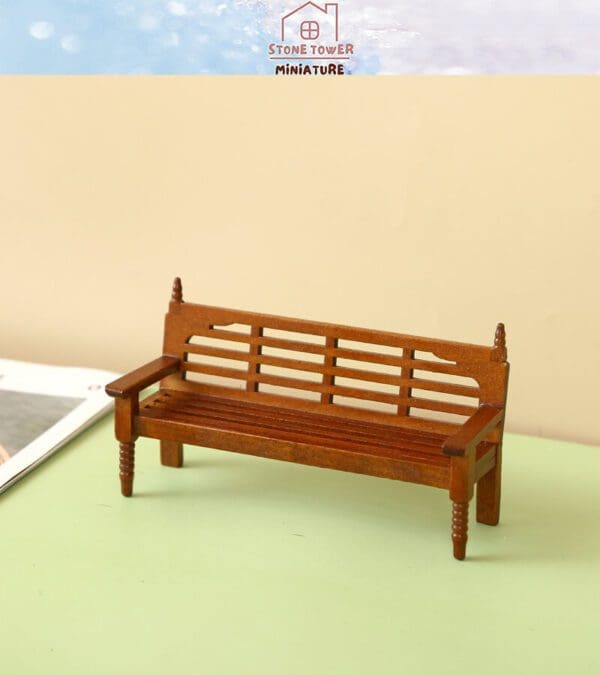 Miniature Wooden Brown Bench