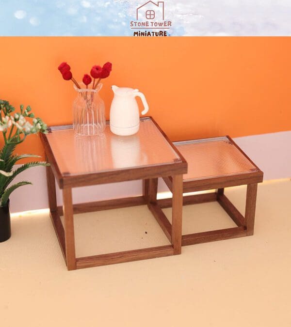 Miniature Wooden Striped Table